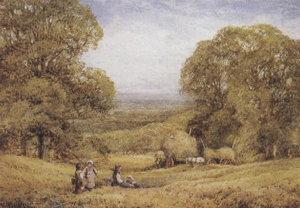 Children at the Edge of a Hay field (mk37), henry john sylvester stannard